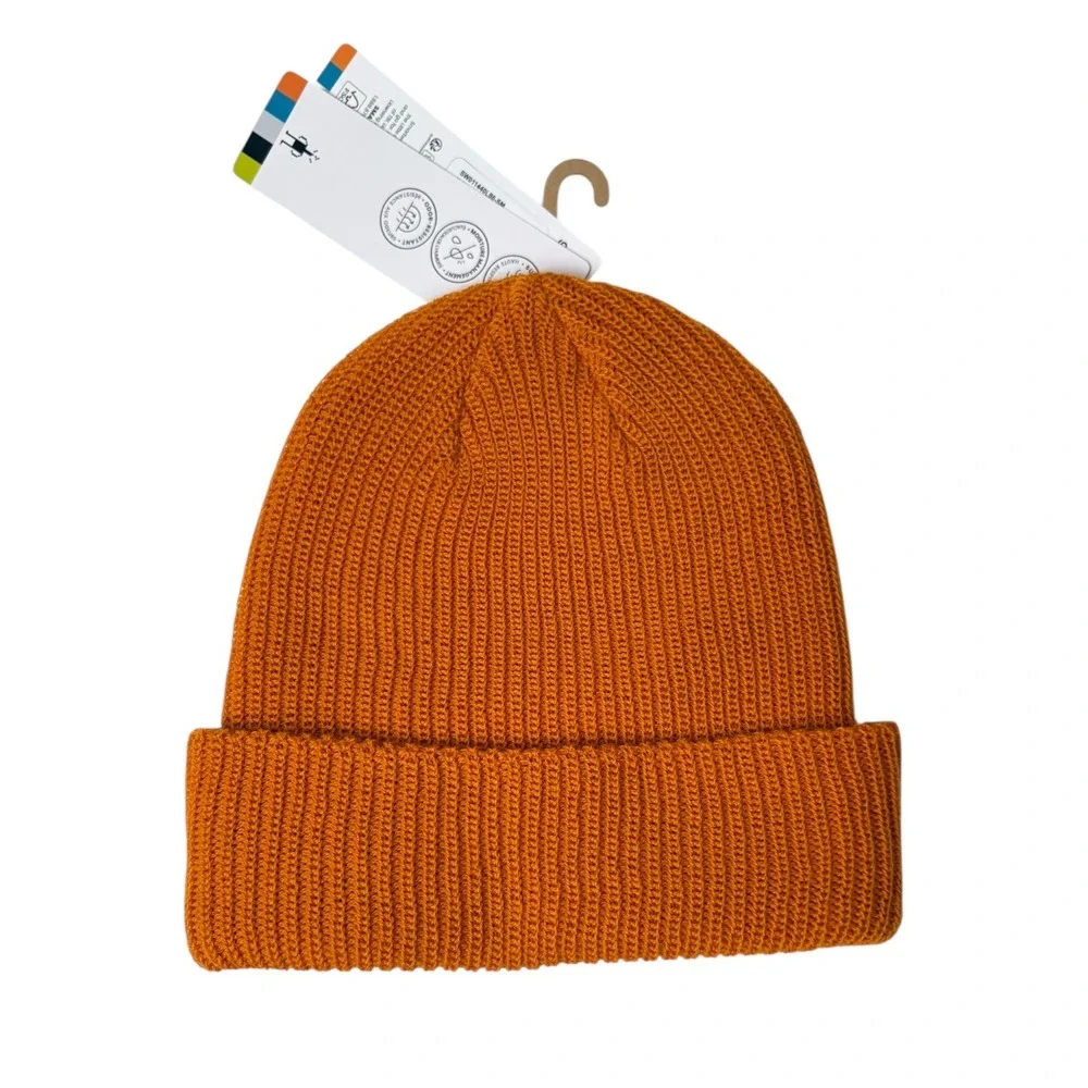 Smartwool Kids‎ Beanie Hat Patch Marmalade Orange Merino Wool Knit NWT Small